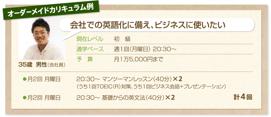 オーダーメイドカリキュラム例